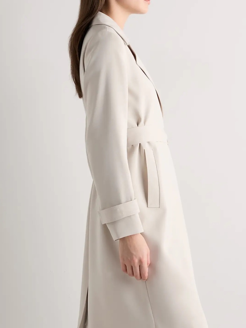 Quince Stretch Crepe Trench Coat in Sand